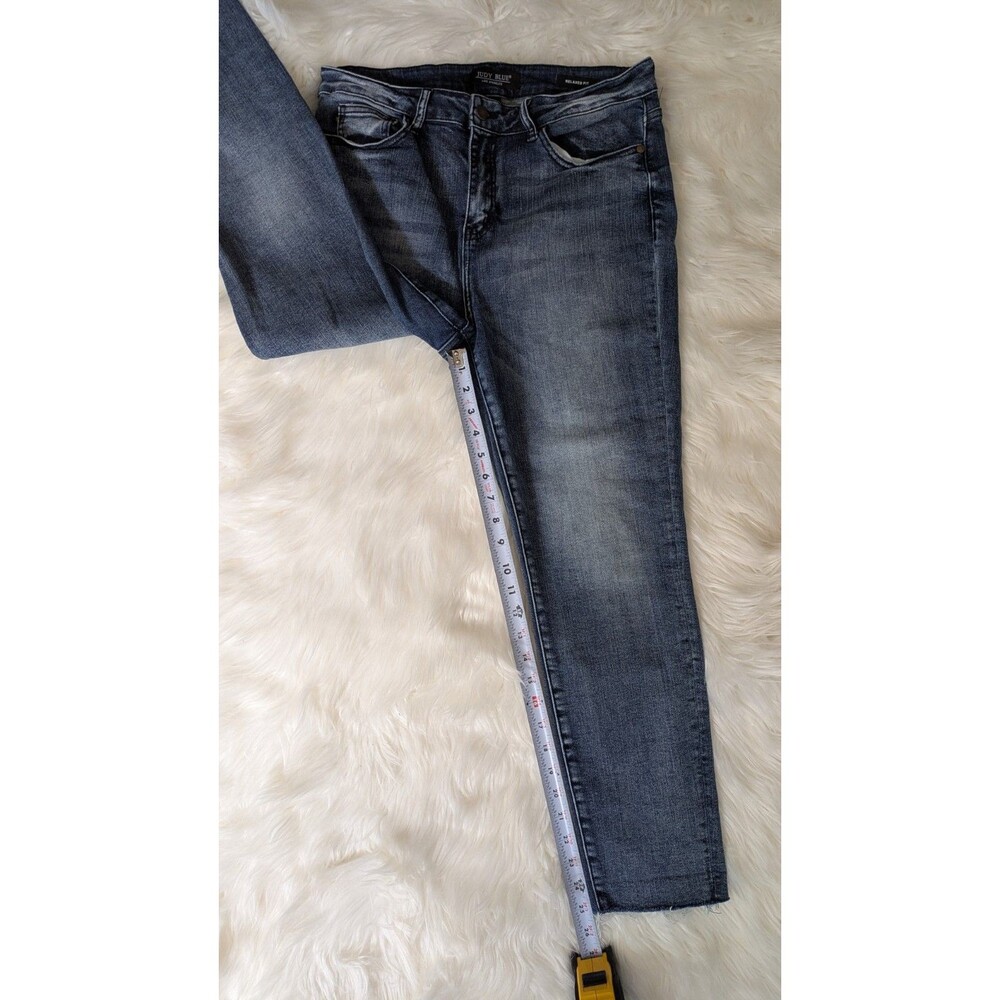 Judy Blue Size 13/31 JB88191 High Waist Raw Hem Relaxed Fit Jeans Charcoal Wash - Picture 4 of 10